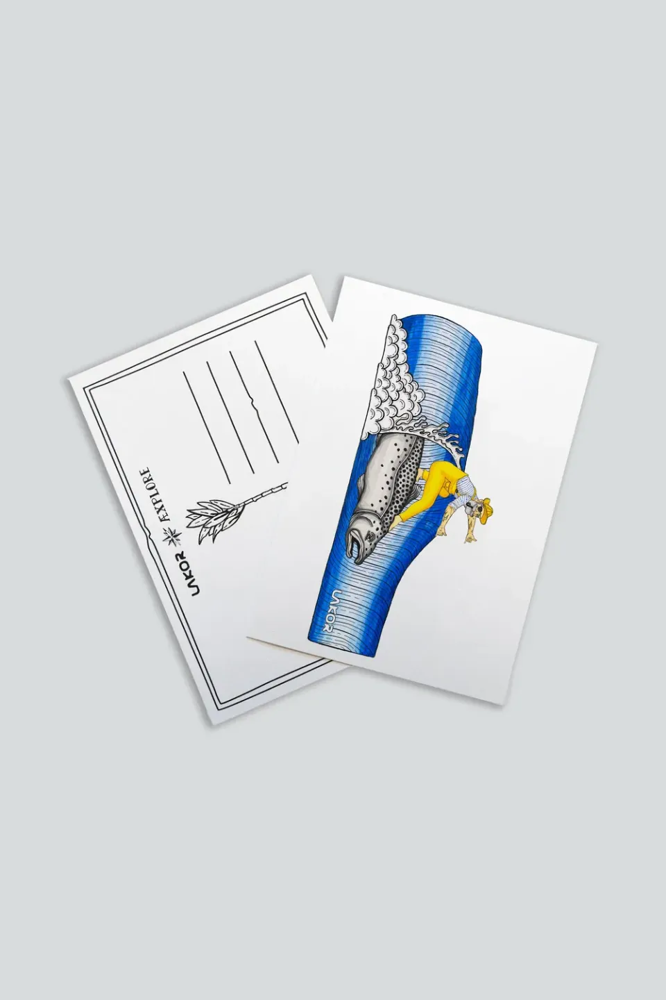 LAKOR Salmon Surfer Postkarte White Recyclingpapier