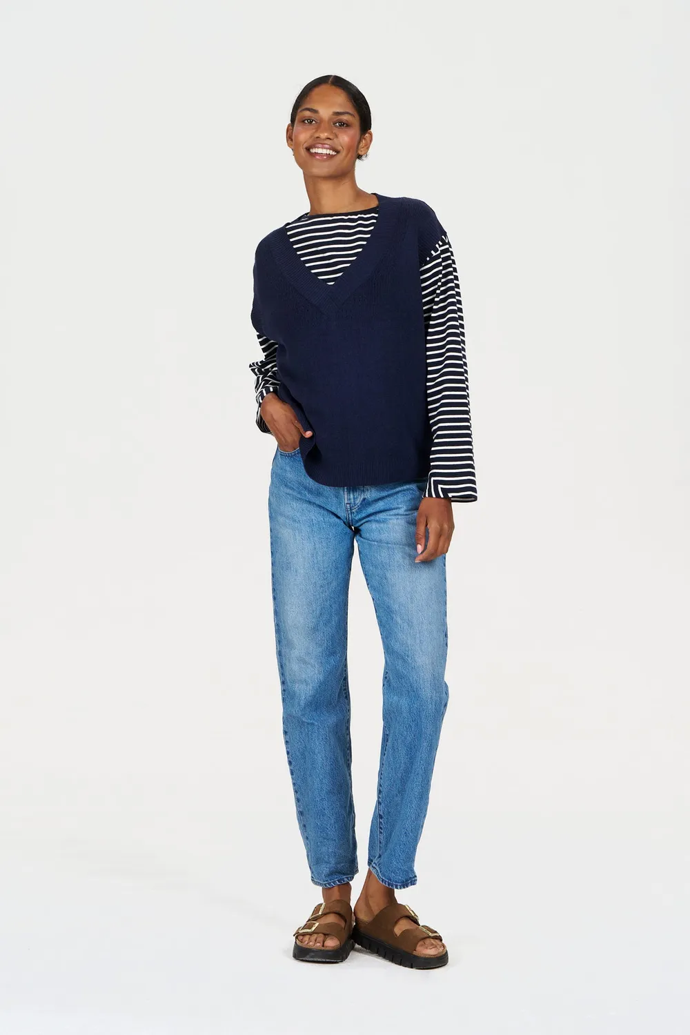 KOMODO SANDER Top Damen navy Größe 12 Ramie-Baumwolle
