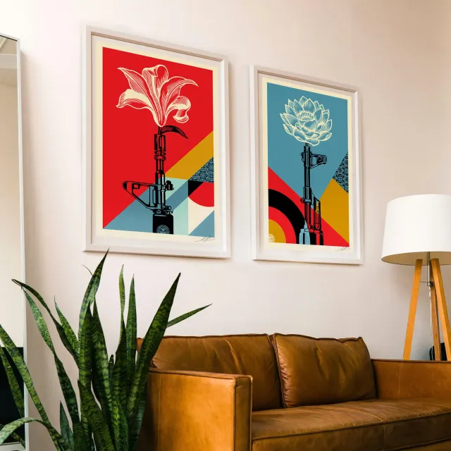 Obey AK-47 Lotus AR-15 Lily Poster Set 2x 91x61 signiert