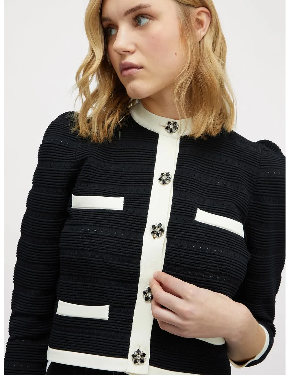 Motivi Ottoman Cardigan kurz mit Schmuckknöpfen