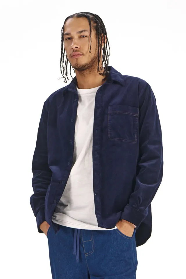 KOMODO OSCAR Cord Overshirt Navy aus Bio-Baumwolle