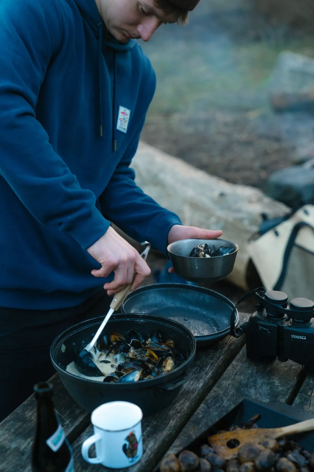 LAKOR Mushroom Trio Hoodie Insignia Blue Baumwollmix
