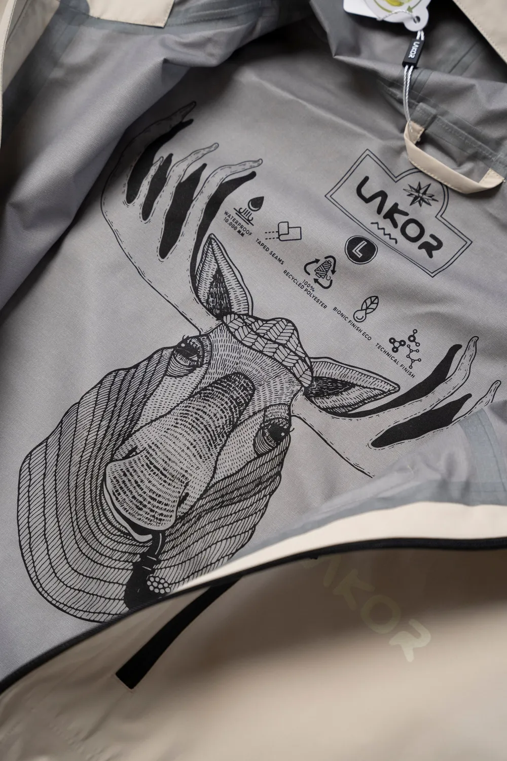 LAKOR Elk Jacke pelican wasserdicht recycelt S-XXXL