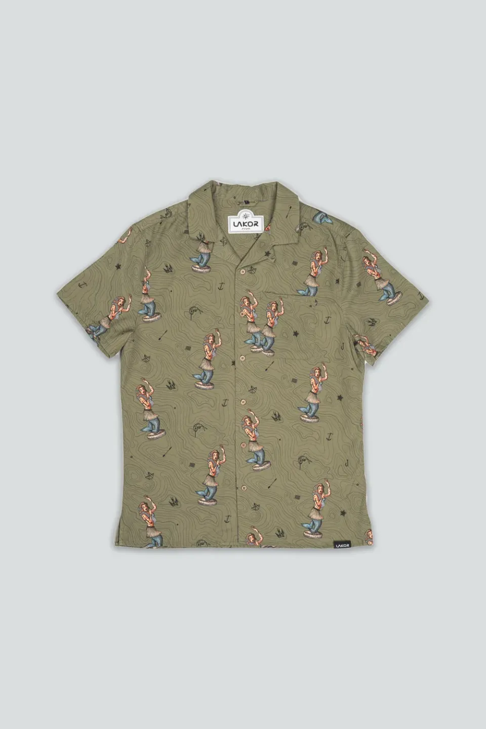 LAKOR Dashboard Hula Kurzarmhemd Deep Lichen Green Lyocell