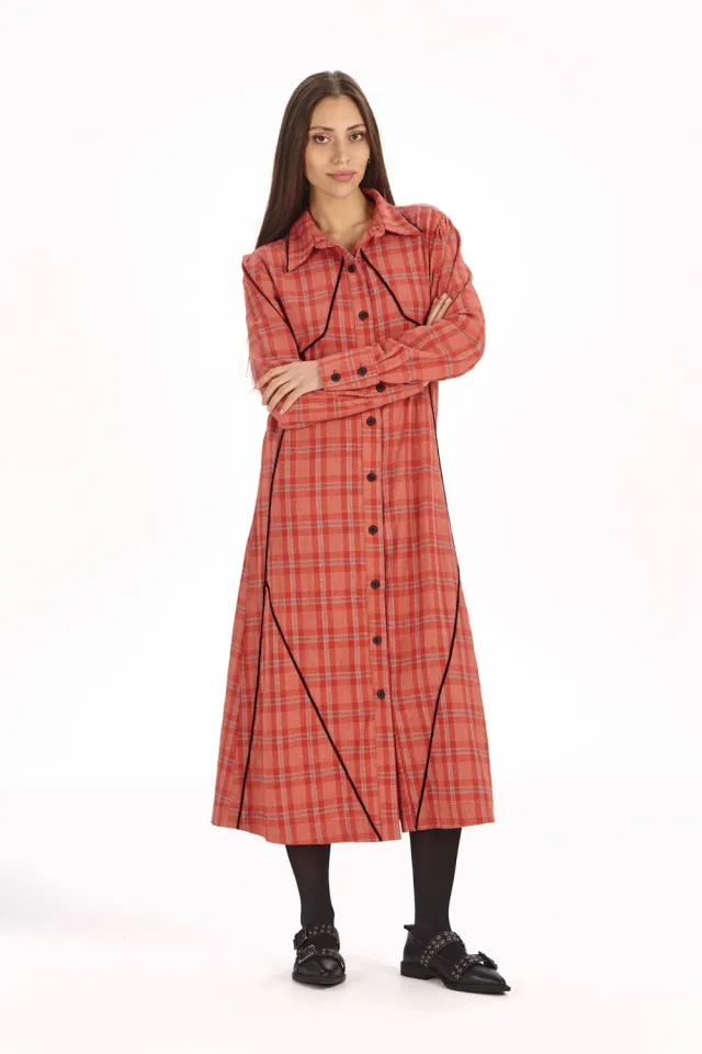 KOMODO SERINA Kleid Rot Karo Bio-Baumwolle