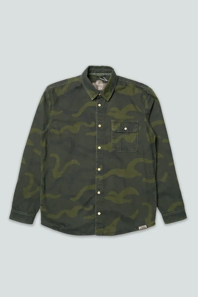 LAKOR Camo Overshirt Rosin Baumwolle-Leinen
