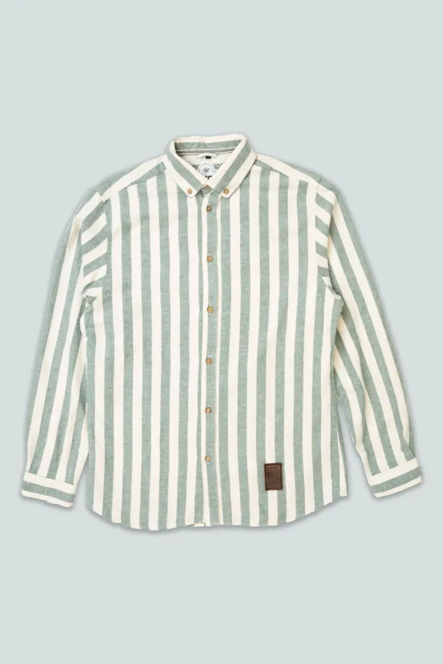 LAKOR Boatswain Hemd Green Bio-Baumwolle Kokosknöpfe
