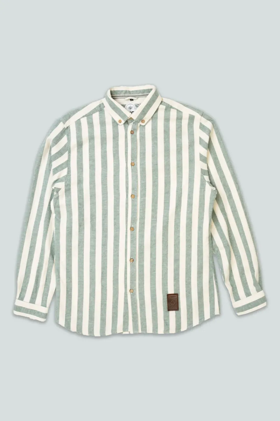LAKOR Boatswain Hemd Green Bio-Baumwolle Kokosknöpfe