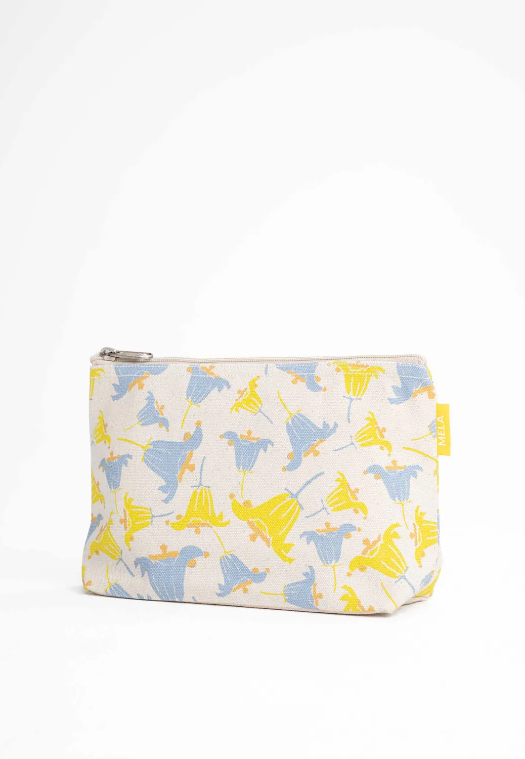MELA Große Kosmetiktasche greige blue coral print aus Baumwolle