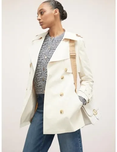 Motivi Kurzer zweireihiger Trenchcoat Weiß 44