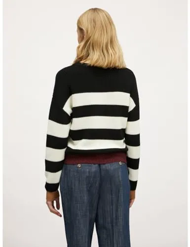 Motivi Jacquard-Streifen Pullover Baumwollmix mit Lurex