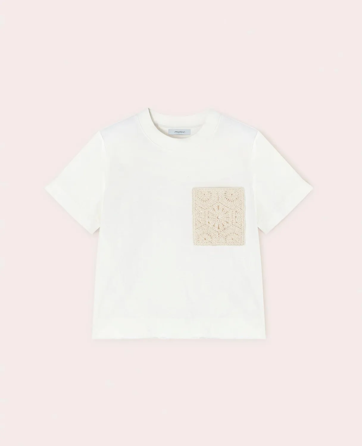 Motivi Boxy-T-Shirt Baumwolle gehaekelte Tasche