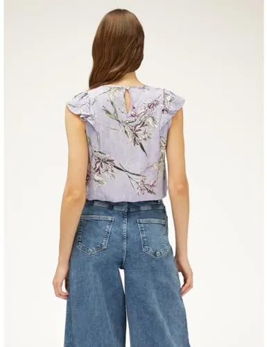 Motivi Top mit Volantärmeln Blumenmuster Viskose