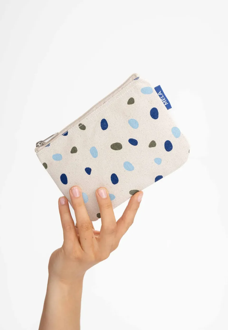 MELA Kleine Kosmetiktasche greige candy grid Baumwolle