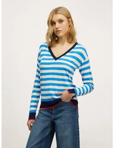 Motivi Strickpullover V-Ausschnitt gestreift Viskose