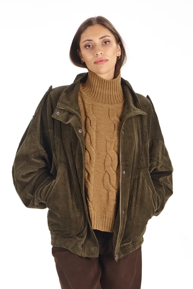 Komodo Hattie Jacke Khaki Bio-Baumwolle Cord