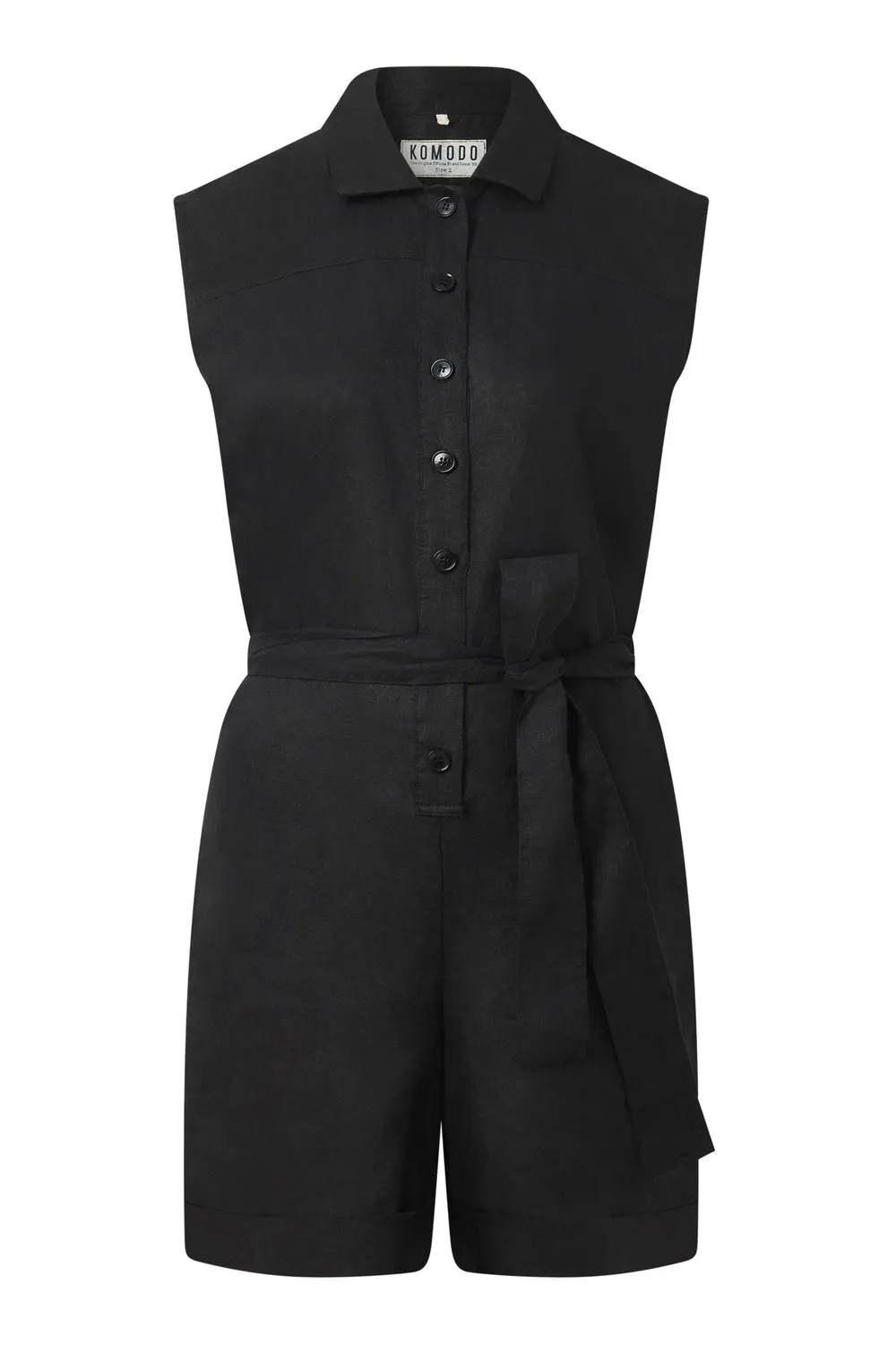 Komodo Sienna Playsuit Damen Schwarz Leinen