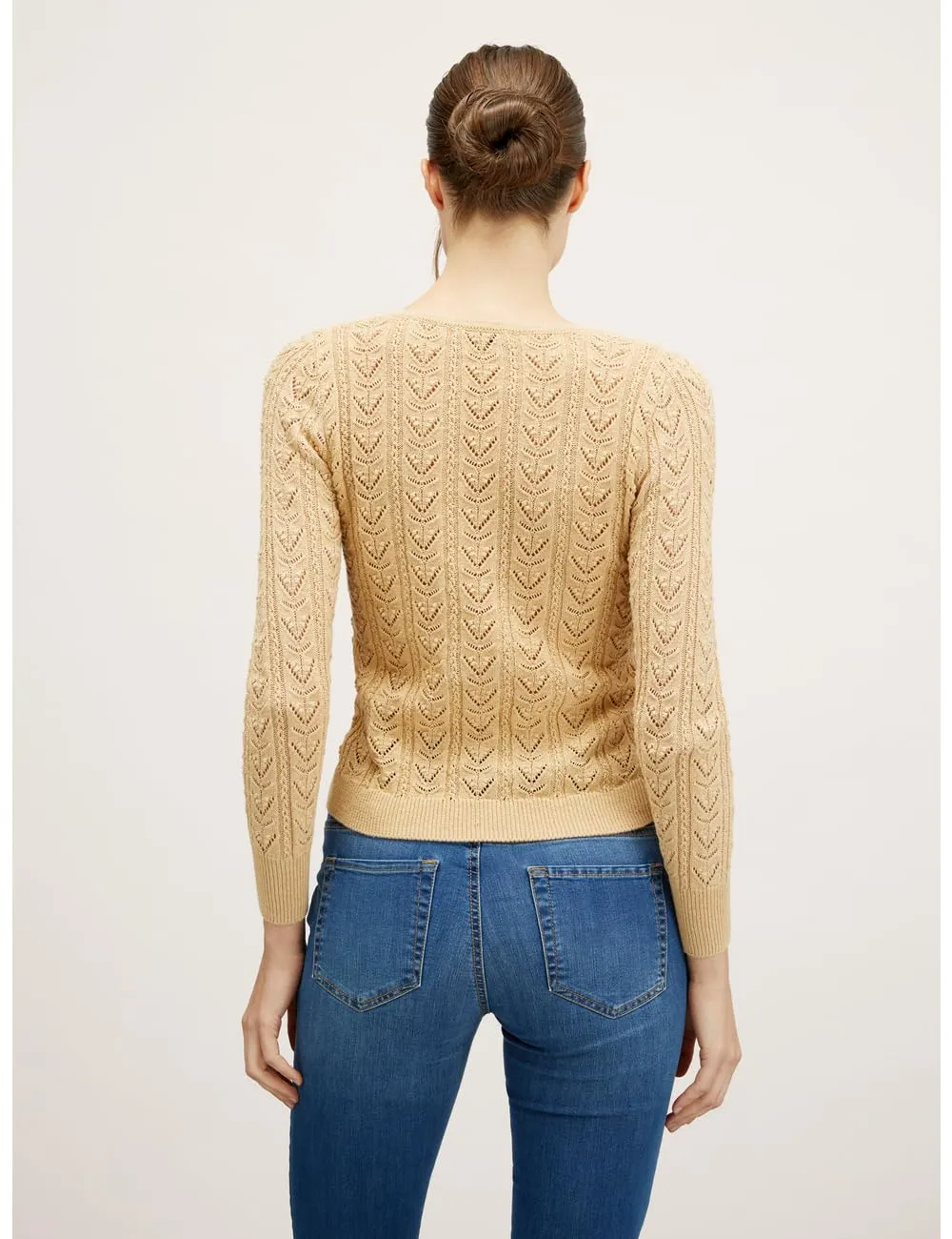 Motivi Spring Summer 24 Pullover V-Ausschnitt Lochmuster
