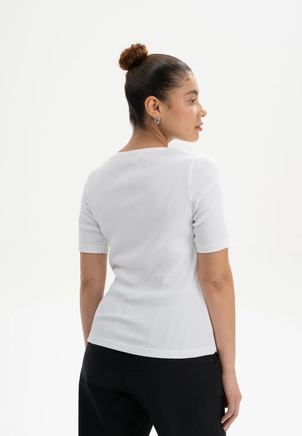 MELA JASLEEN Ripp T-Shirt weiß aus Baumwolle