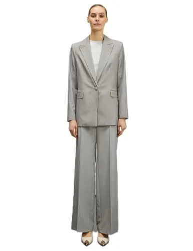 Motivi Blazer Lurex-Nadelstreifen Lang-Blazer 1-Knopf