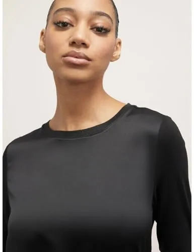 Motivi Basic-T-Shirt Zwei Materialien Shirt Satin