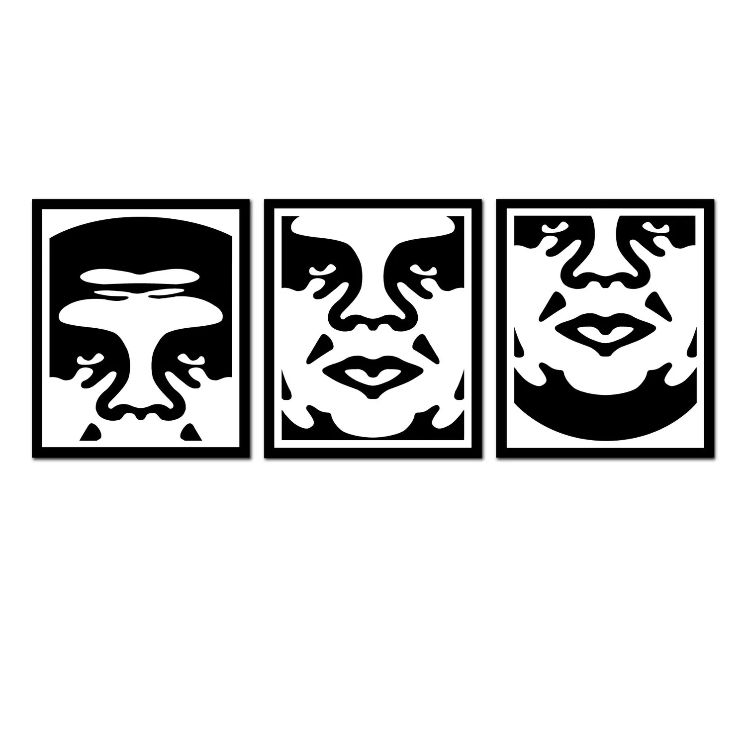 Obey 3-Face White Lithografie Set 3x 76x63 signiert