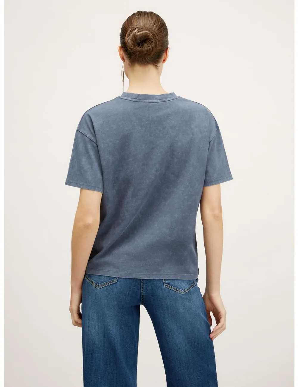Motivi Oversize T-Shirt Aufdruck Acid Wash Baumwolle
