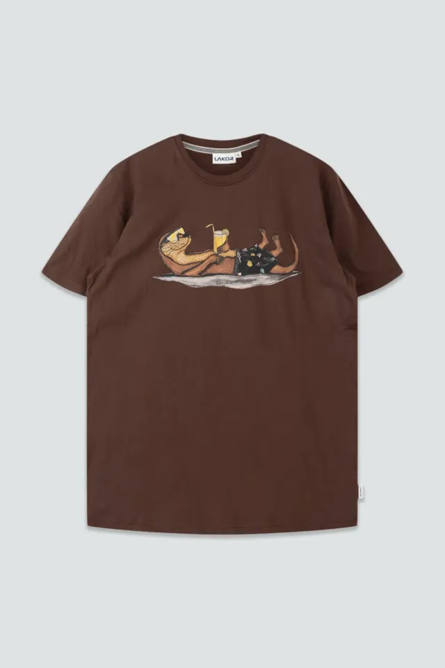LAKOR An Otter Vacation T-Shirt Chicory Coffee Bio
