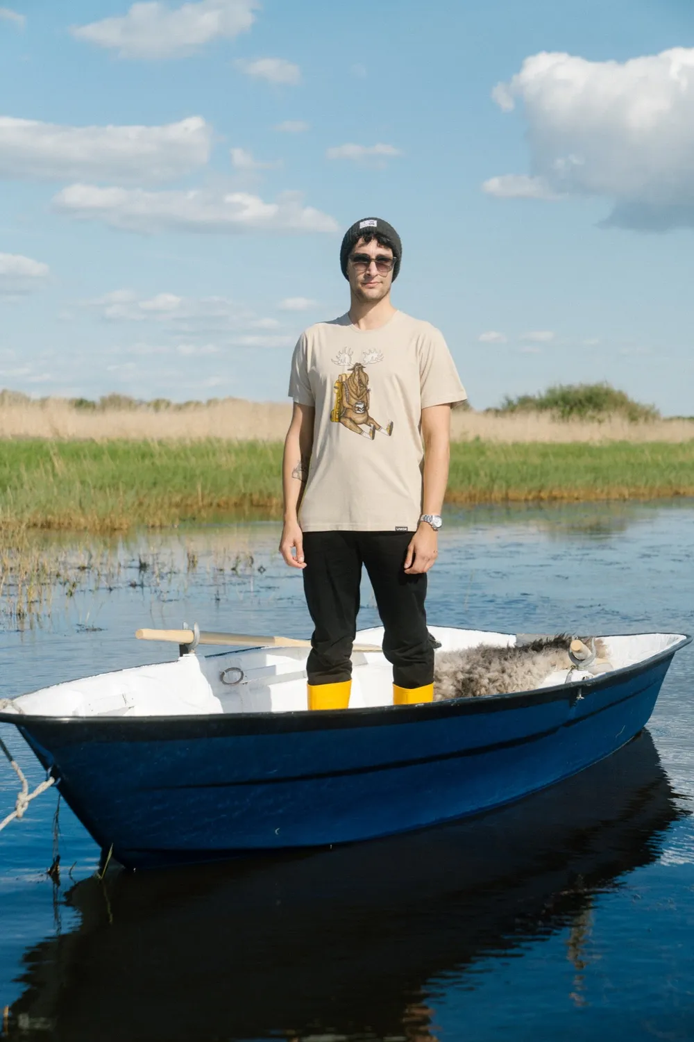 LAKOR Snooze Moose T-Shirt White Pepper Bio-Baumwolle