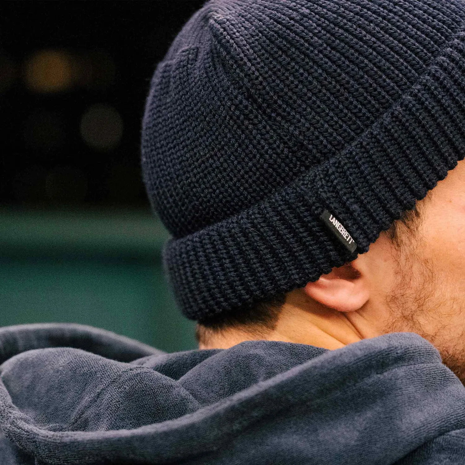 Langbrett Matrosen Beanie Bio-Merinowolle schwarz warm