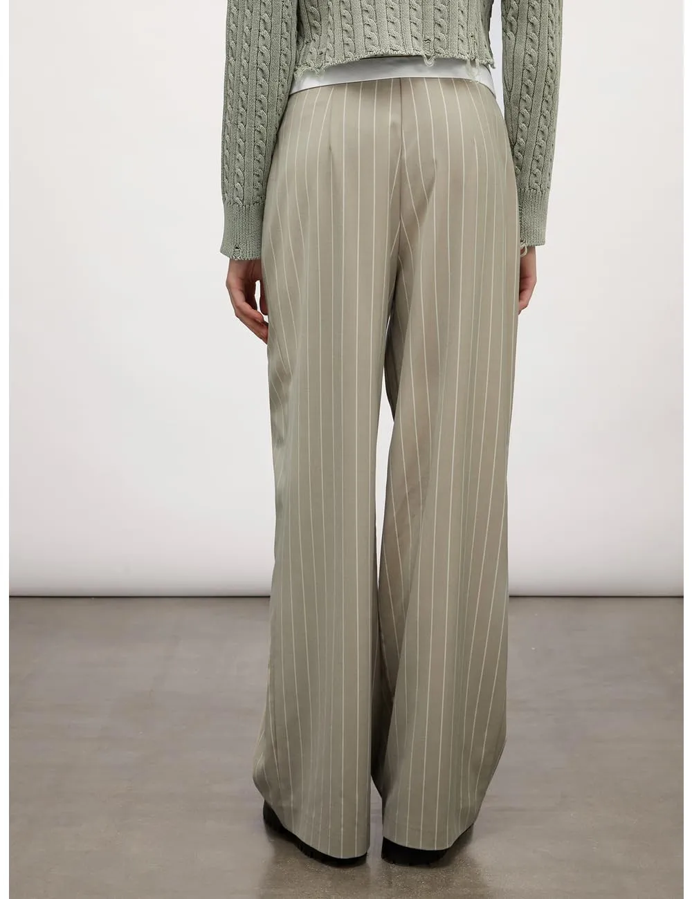 Motivi Nadelstreifen-Hose weit mit Gürtel Viskose