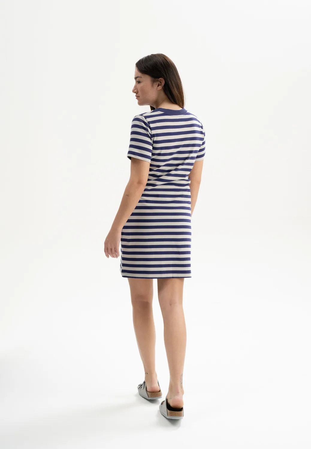 MELA SHRISHTI T-Shirt Kleid lila gestreift Bio