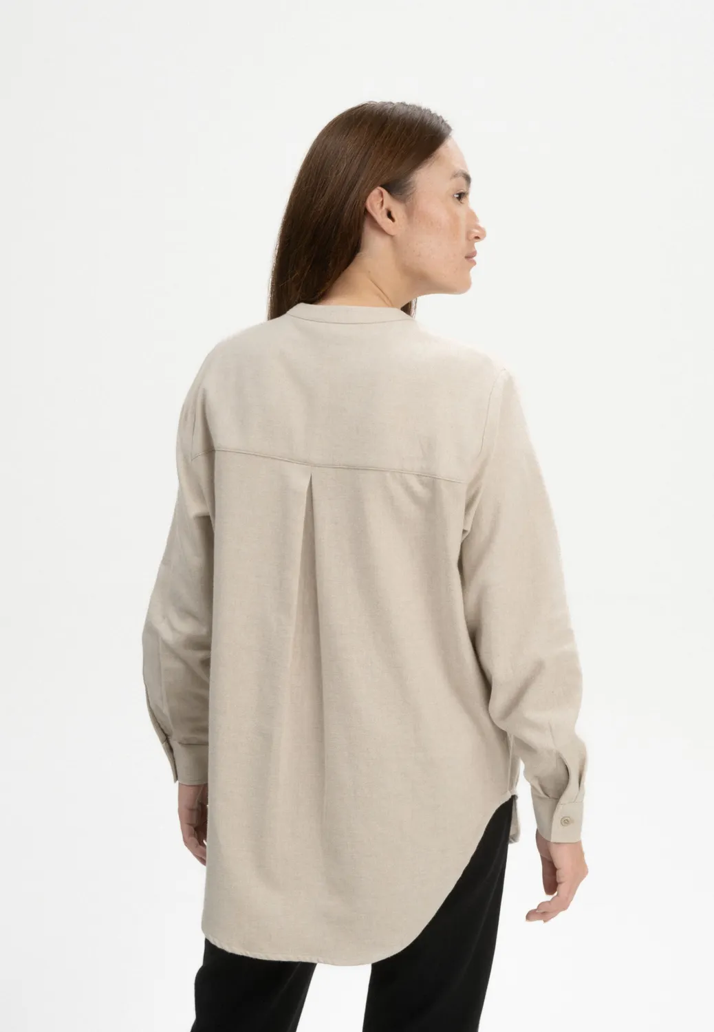 MELA AABAN Flanell Hemd Bio-Baumwolle birke melange