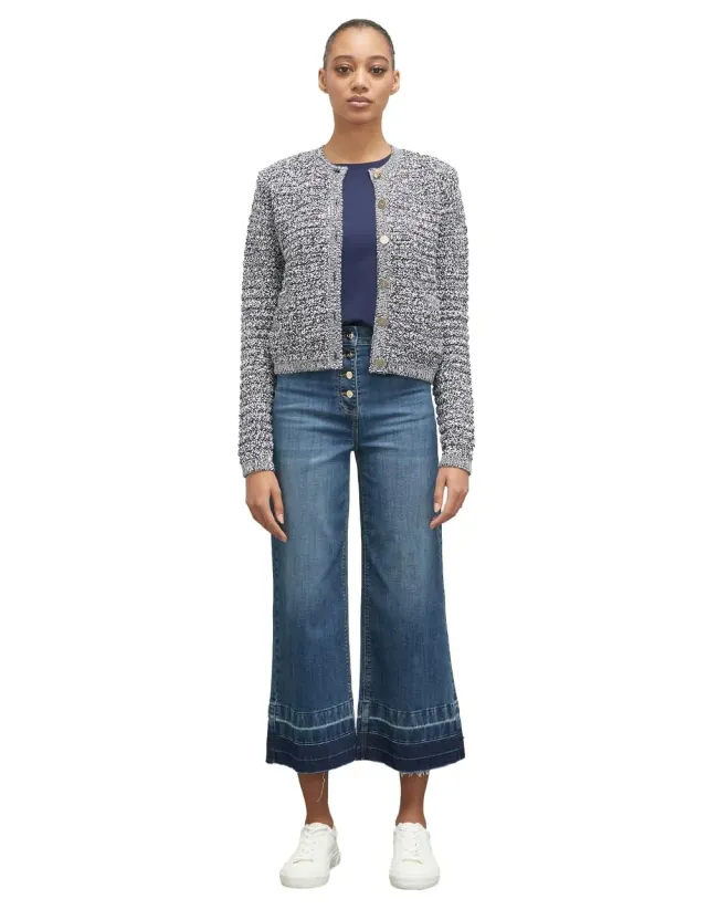 Motivi Kurzer Bouclé-Cardigan Jacke Baumwollmix
