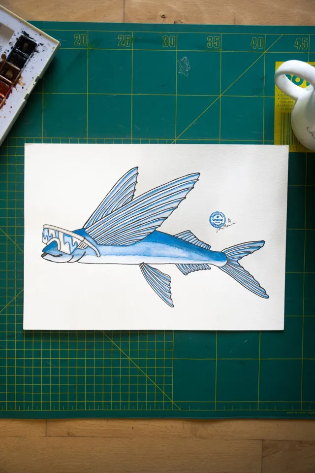 LAKOR Fly Fish Original Artwork White Recycling
