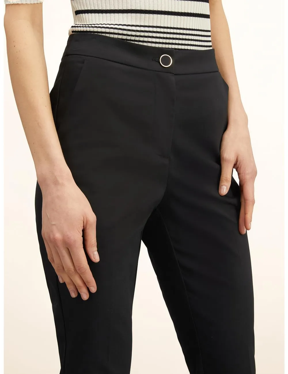 motivi Regular-Hose hohe Taille Bügelfalte Baumwolle