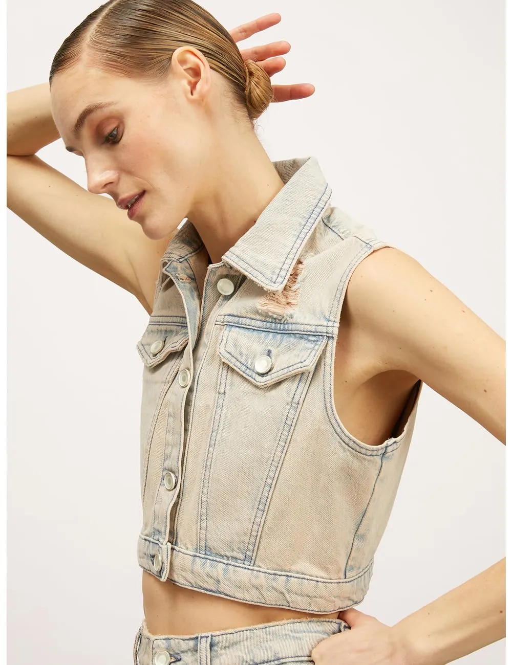 Motivi Gefärbte Jeansweste Weste M rosa Denim