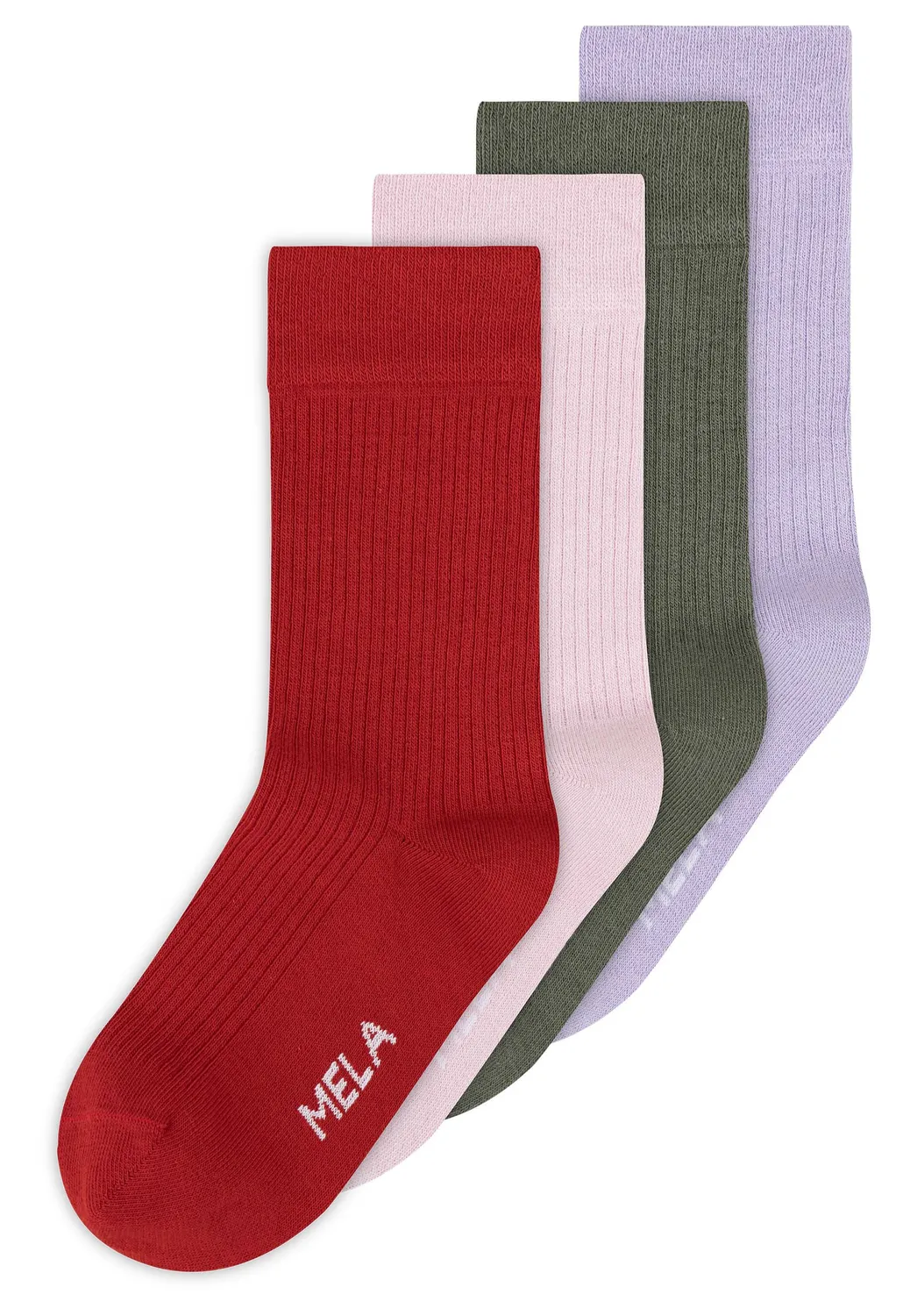 MELA Gerippte Socken 4 Paare weiß 39-42 Bio-Baumwolle