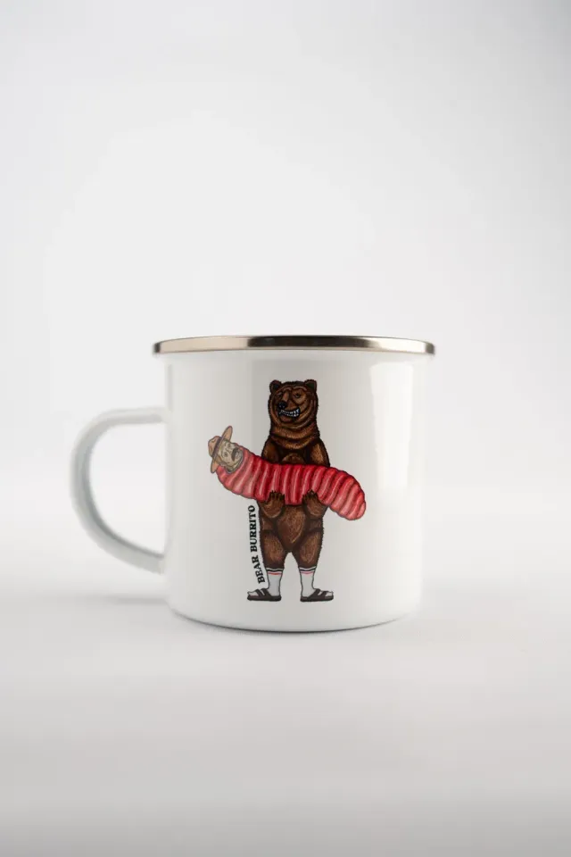 LAKOR Bear Burrito Emaillebecher Weiß