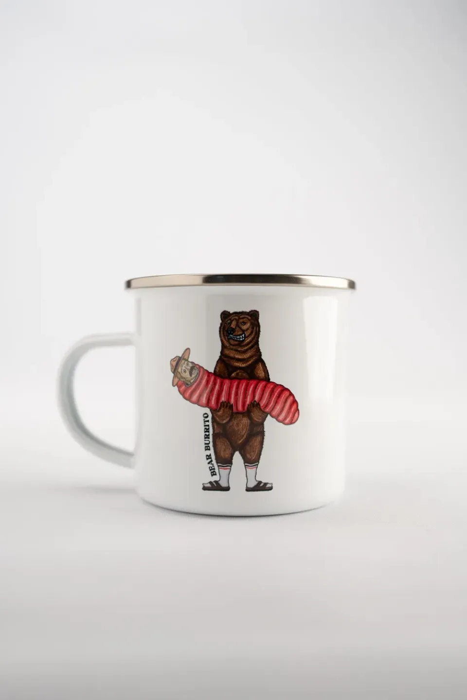 LAKOR Bear Burrito Emaillebecher Weiß