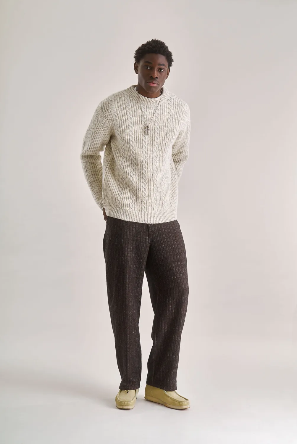 Komodo Cable Pullover Herren Natural Lammwolle