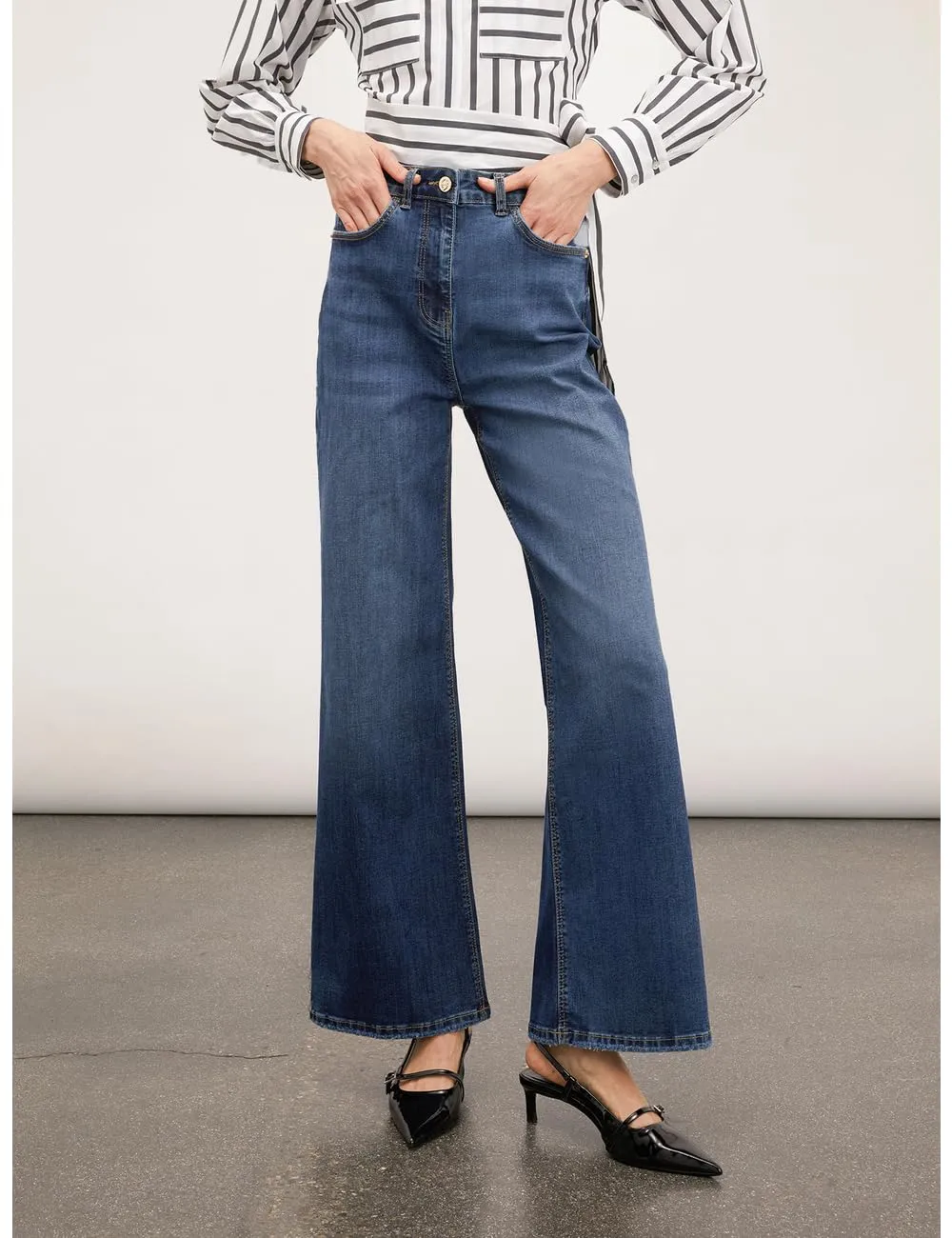 Motivi Lila Jeans weites Bein mittelblau Palazzo
