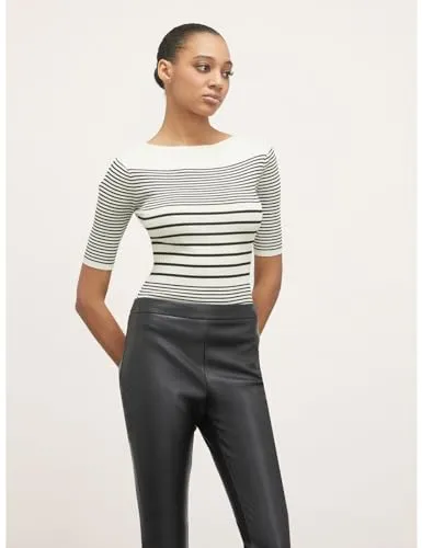Motivi Rippenpullover Jacquard Pullover gestreift Kurzarm