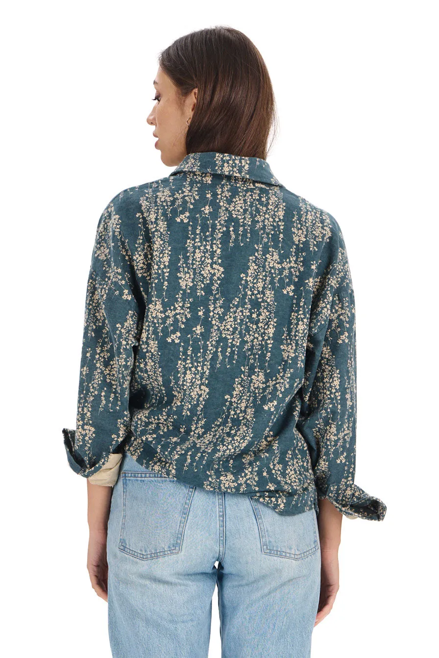 Komodo Hanako Hemd Blue Floral Bio-Baumwolle 40