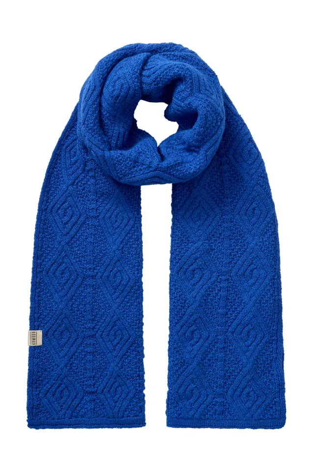 Komodo Lobouche Schal Zopfstrick Blau Lammwolle
