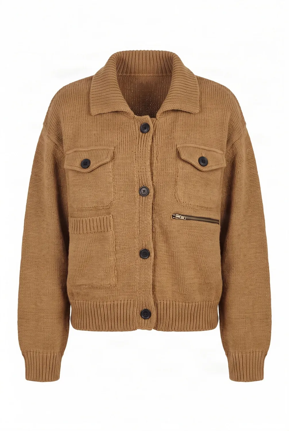 KOMODO PHOENIX Strickjacke Sand aus Lammwolle