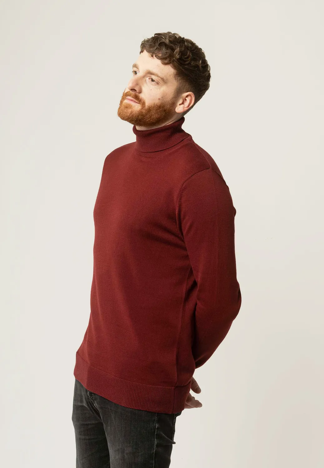 MELA KANJA Feinstrick Rollkragenpullover mushroom