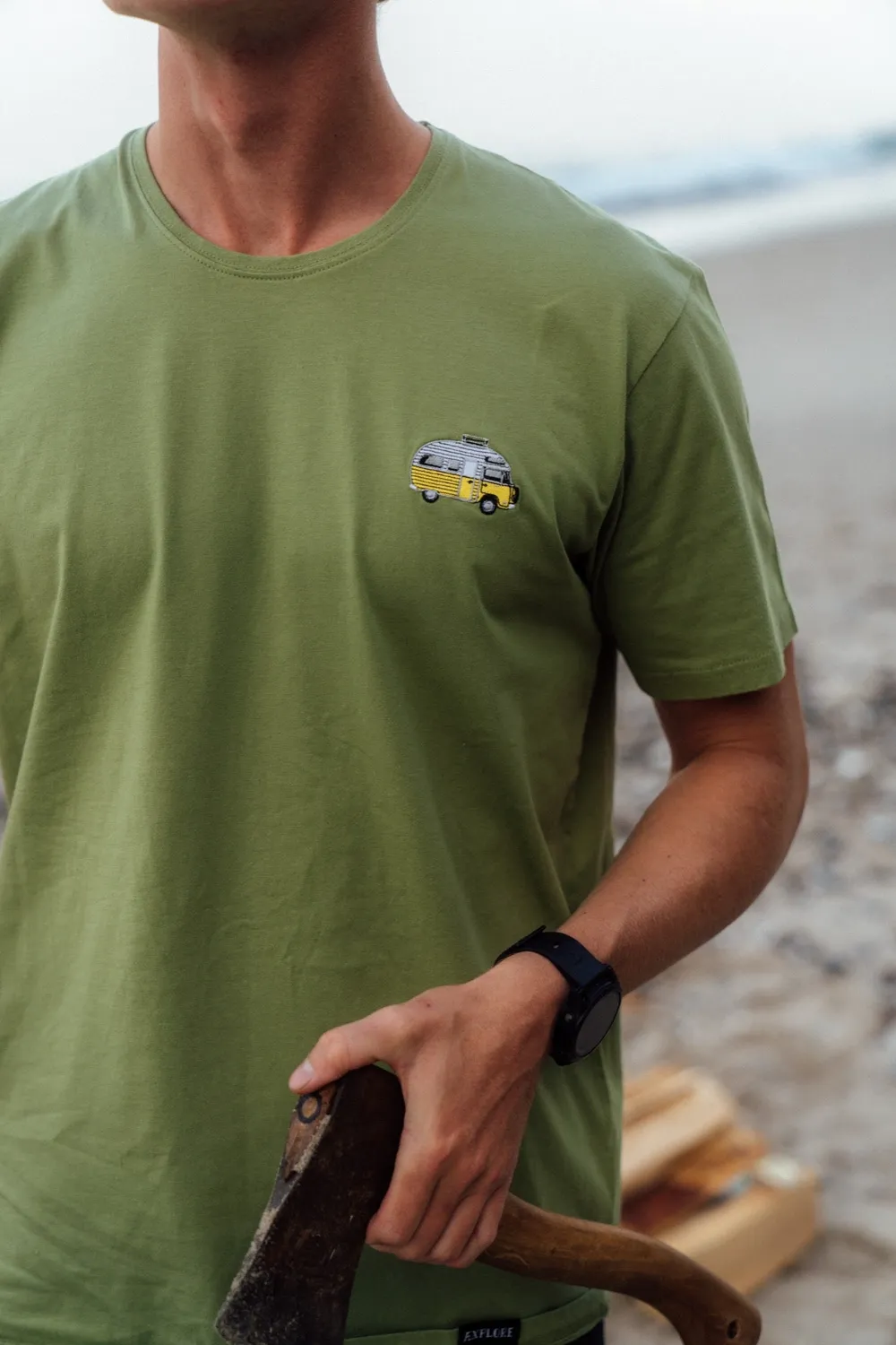 LAKOR Mini Sun Camper T-Shirt Mosstone Bio-Baumwolle