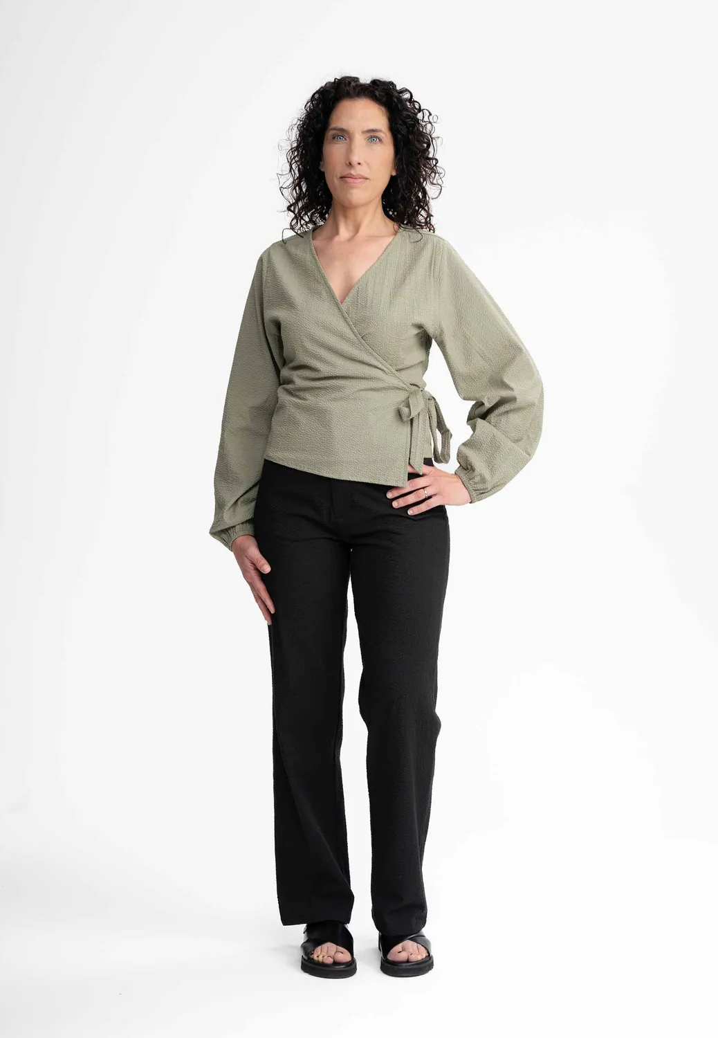 MELA LILAM Wickelbluse schwarz schwarz atmungsaktiv Baumwolle