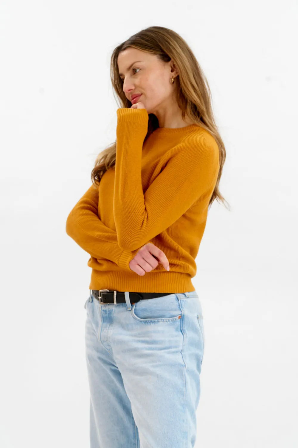 KOMODO FOG Pullover Damen senf Bio-Baumwolle